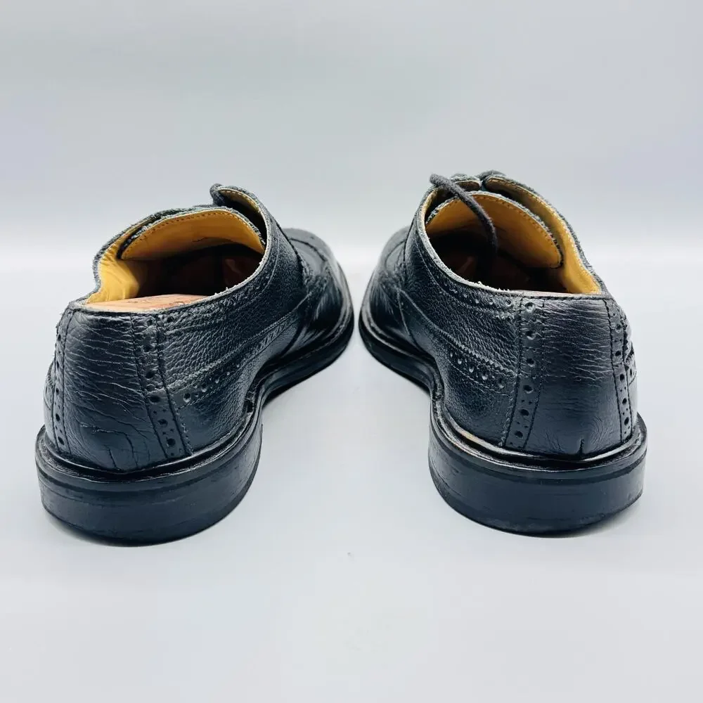 Cole Haan Shoes Mens 11.5 Black Leather Williams Longwing Brogue Wingtip Derby